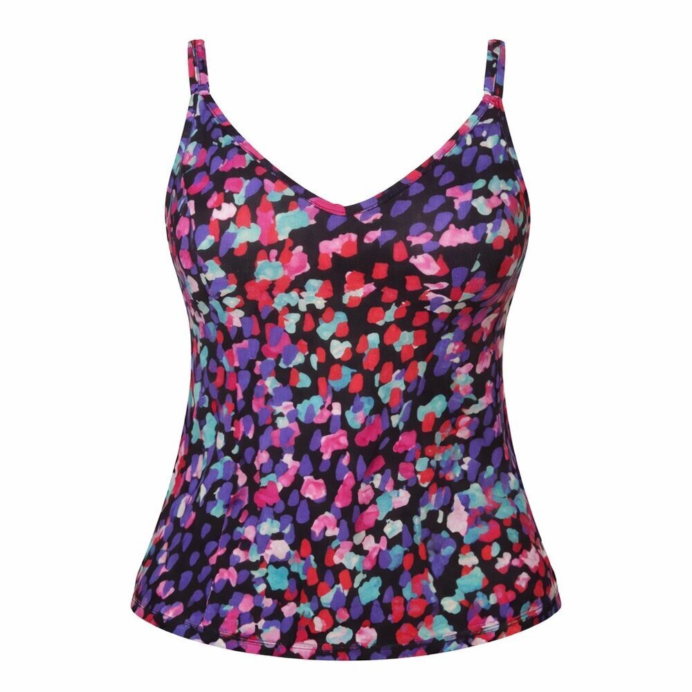 MIRACLESUIT Tankini Colorful Abstract Print V-Neck Swim Top Size 10 Flattering